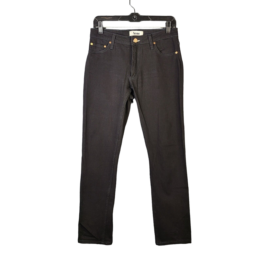 Acne Jeans Women's 28x34 Flex Wet Black Mid Rise Slim Fit Stretch